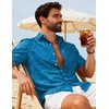 COOFANDY Mens Hawaiian Shirts Short Sleeve Button Down Vacation Shirts(Blue-banana Leaf)