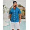 COOFANDY Mens Hawaiian Shirts Short Sleeve Button Down Vacation Shirts(Blue-banana Leaf)