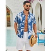 COOFANDY Mens Hawaiian Shirts Short Sleeve Button Down Vacation Shirts(Blue-coconut Tree)