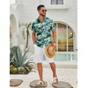 COOFANDY Mens Hawaiian Shirts Short Sleeve Button Down Vacation Shirts(Dark Green-tropical Broadleaf)