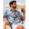 COOFANDY Mens Hawaiian Shirts Short Sleeve Button Down Vacation Shirts(Green-palm Tree)