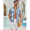 COOFANDY Mens Hawaiian Shirts Short Sleeve Button Down Vacation Shirts(Green-palm Tree)