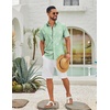 COOFANDY Mens Hawaiian Shirts Short Sleeve Button Down Vacation Shirts(Mint Green-tropical Fern Leaf)
