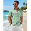 COOFANDY Mens Hawaiian Shirts Short Sleeve Button Down Vacation Shirts(Mint Green-tropical Fern Leaf)