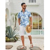 COOFANDY Mens Hawaiian Shirts Short Sleeve Button Down Vacation Shirts(Sky Blue-tropical Leaf)
