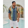 COOFANDY Mens Hawaiian Shirts Short Sleeve Button Down Vacation Shirts(Vintage Stripe)