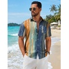 COOFANDY Mens Hawaiian Shirts Short Sleeve Button Down Vacation Shirts(Vintage Stripe)