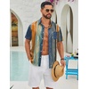 COOFANDY Mens Hawaiian Shirts Short Sleeve Button Down Vacation Shirts(Vintage Stripe)