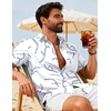 COOFANDY Mens Hawaiian Shirts Short Sleeve Button Down Vacation Shirts(White & Light Blue)