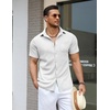 COOFANDY Men’s Knit Button Down Shirts Casual Short Sleeve Polo Shirt Summer Beach Shirts with Pocket