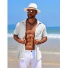 COOFANDY Men’s Knit Button Down Shirts Casual Short Sleeve Polo Shirt Summer Beach Shirts with Pocket