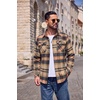COOFANDY Men’s Long Sleeve Flannel Shirts Fashion Flannel Shirt Casual Button Down Shirt Jakcet with Pockets(Khaki-navy)