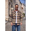 COOFANDY Men’s Long Sleeve Flannel Shirts Fashion Flannel Shirt Casual Button Down Shirt Jakcet with Pockets(Khaki-navy)