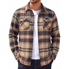 COOFANDY Men’s Long Sleeve Flannel Shirts Fashion Flannel Shirt Casual Button Down Shirt Jakcet with Pockets(Khaki-navy)