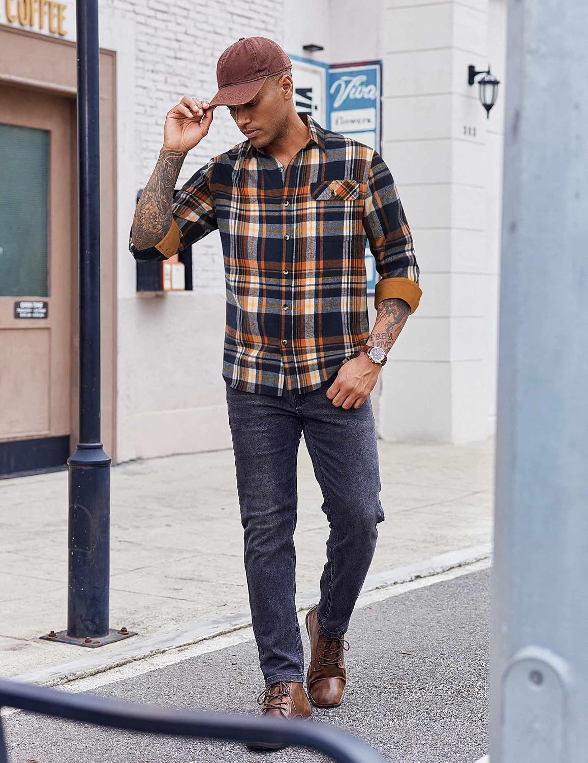image:imageCOOFANDY Mens 635 oz Flannel Shirts Long Sleeve Button Down Shirt Casual Shirts Work Shirts for MenHomestead Plaid