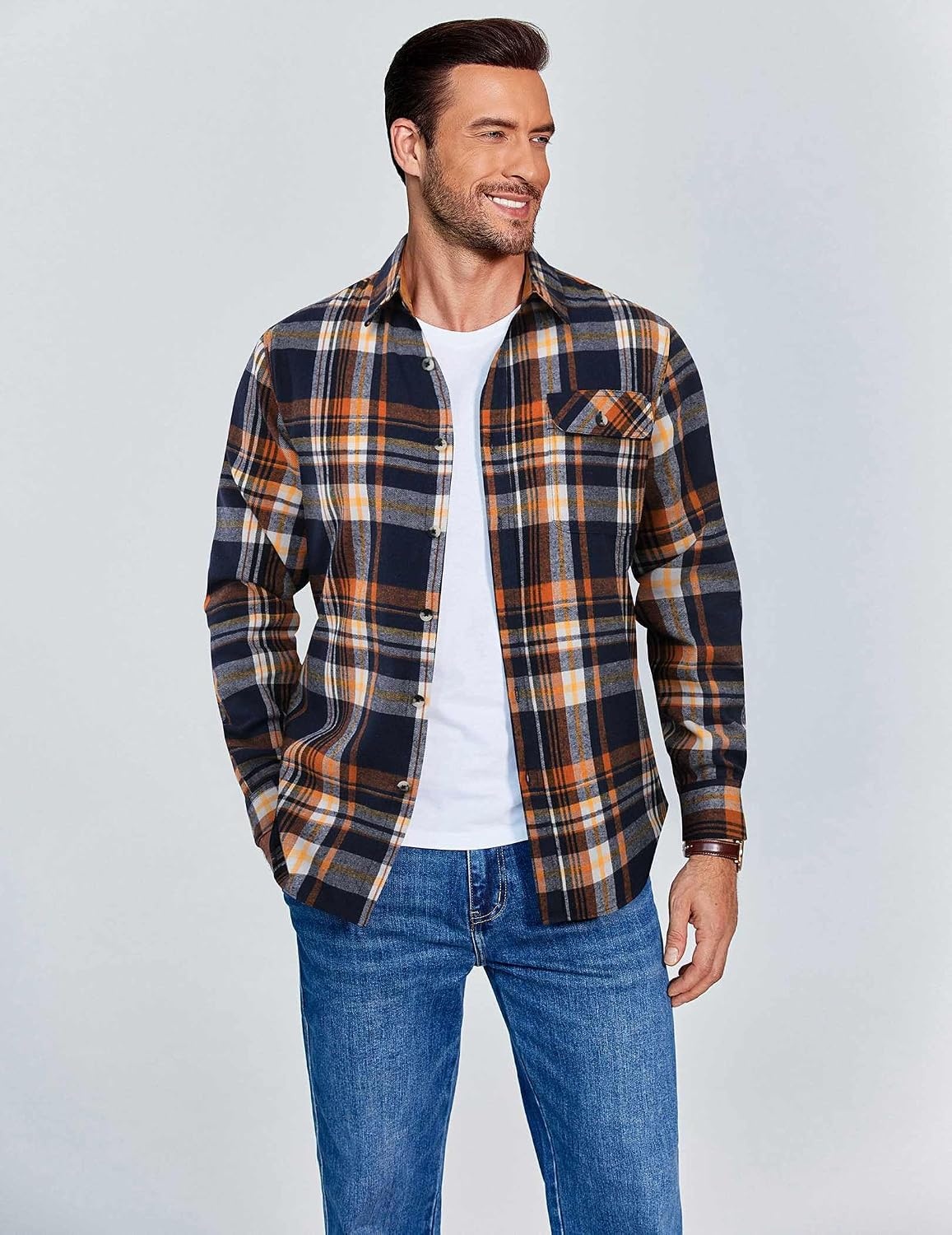 image:imageCOOFANDY Mens 635 oz Flannel Shirts Long Sleeve Button Down Shirt Casual Shirts Work Shirts for MenHomestead Plaid