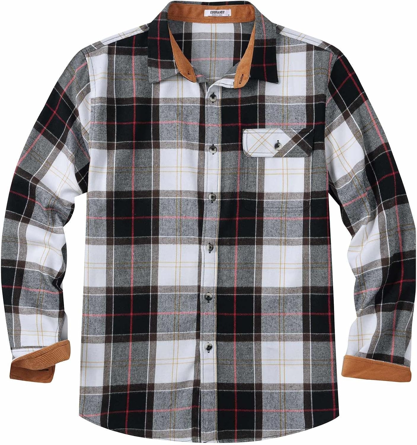 image:imageCOOFANDY Mens 635 oz Flannel Shirts Long Sleeve Button Down Shirt Casual Shirts Work Shirts for MenHuntsman Charcoal Plaid