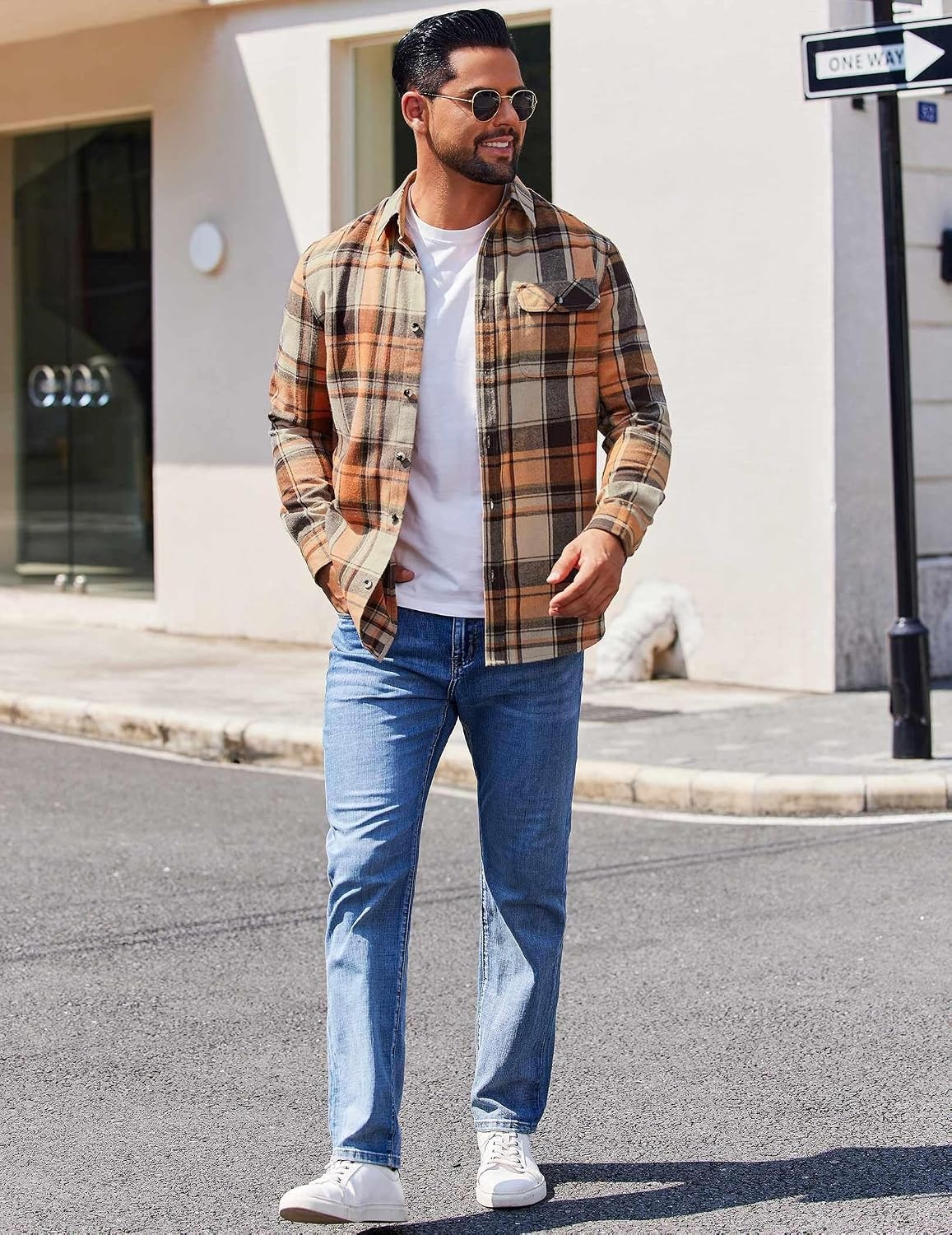 image:imageCOOFANDY Mens 635 oz Flannel Shirts Long Sleeve Button Down Shirt Casual Shirts Work Shirts for MenKhaki