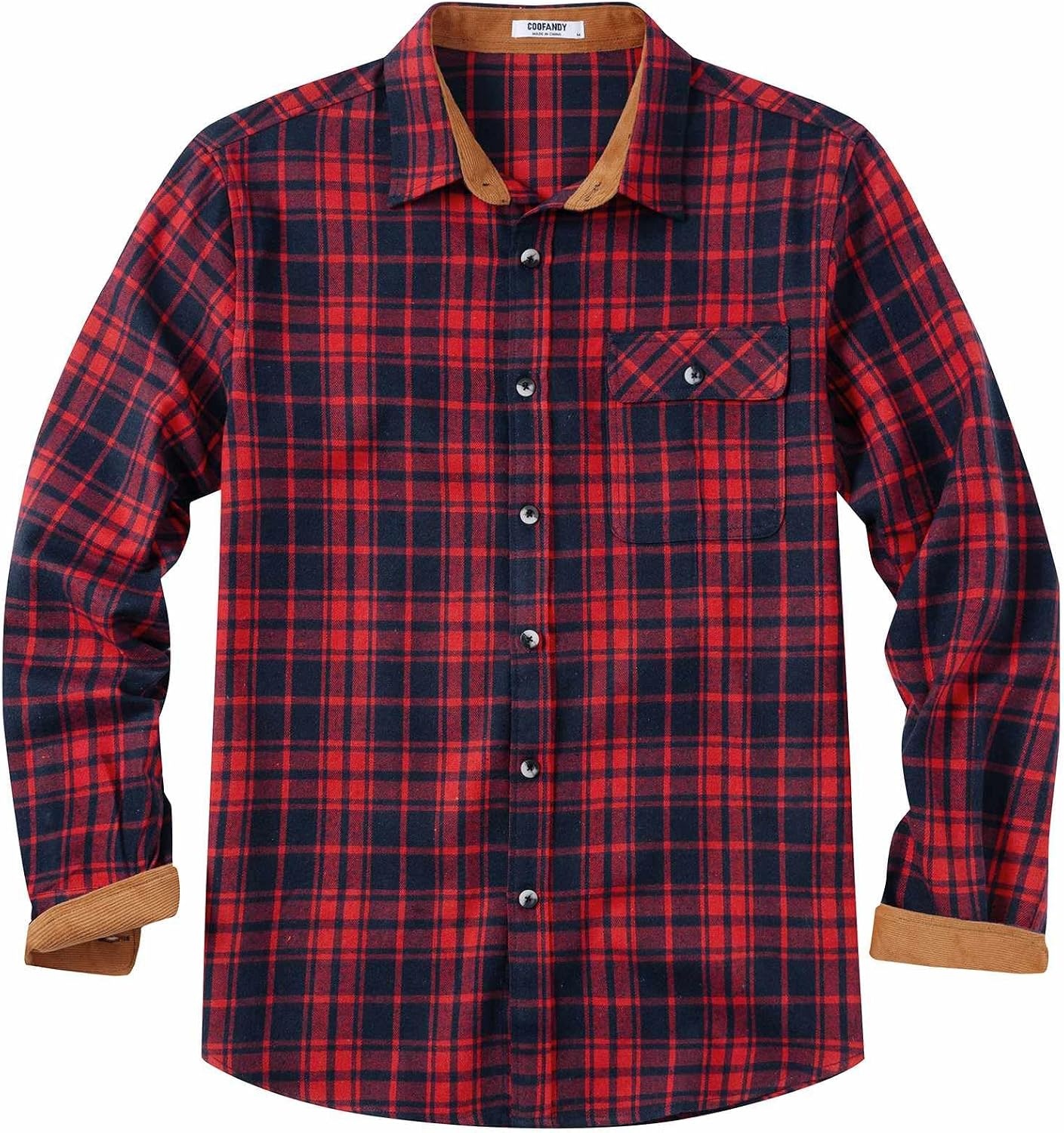 image:imageCOOFANDY Mens 635 oz Flannel Shirts Long Sleeve Button Down Shirt Casual Shirts Work Shirts for MenRed