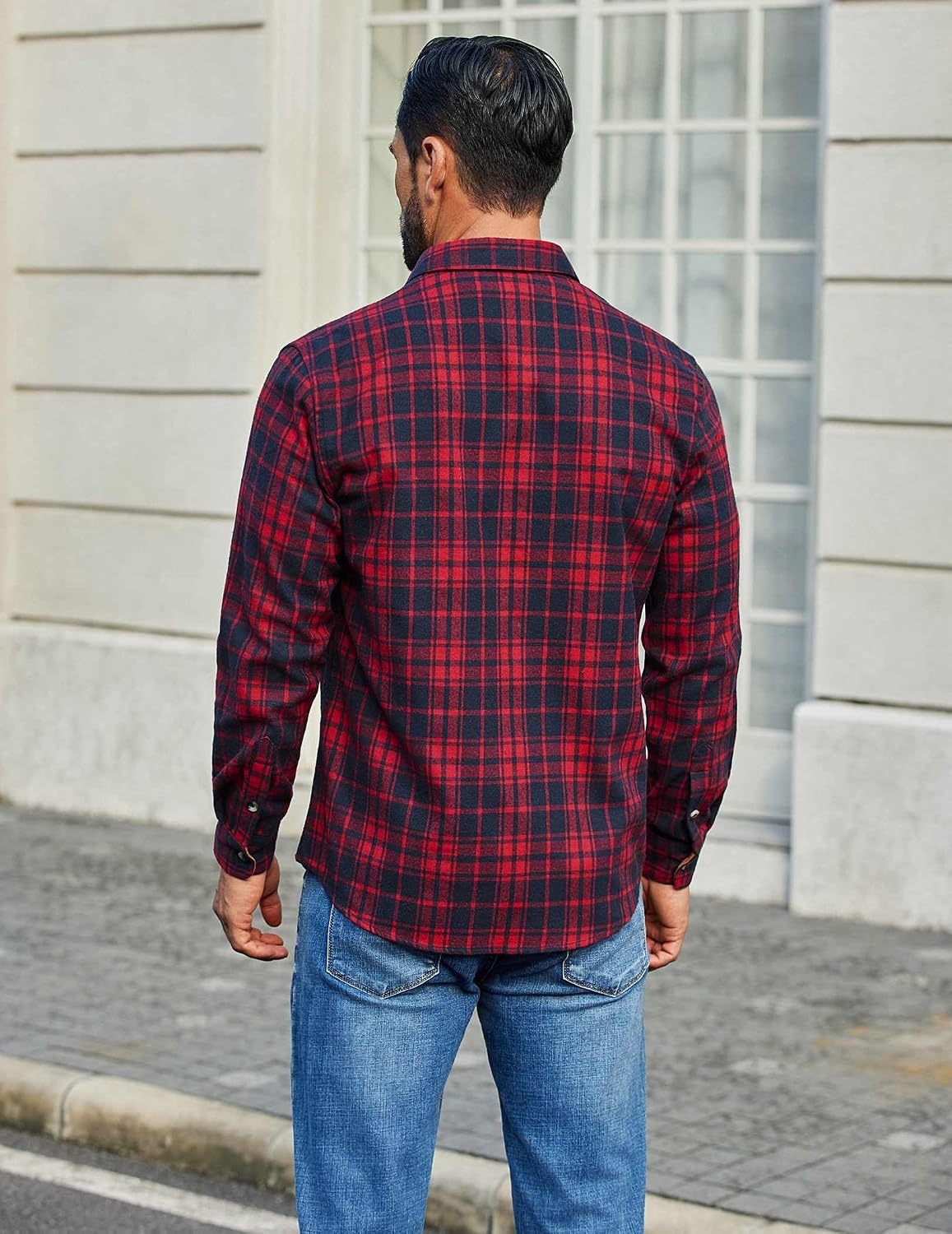image:imageCOOFANDY Mens 635 oz Flannel Shirts Long Sleeve Button Down Shirt Casual Shirts Work Shirts for MenRed