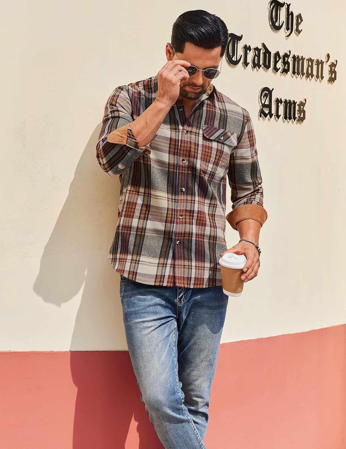 image:imageCOOFANDY Mens 635 oz Flannel Shirts Long Sleeve Button Down Shirt Casual Shirts Work Shirts for MenWine Red