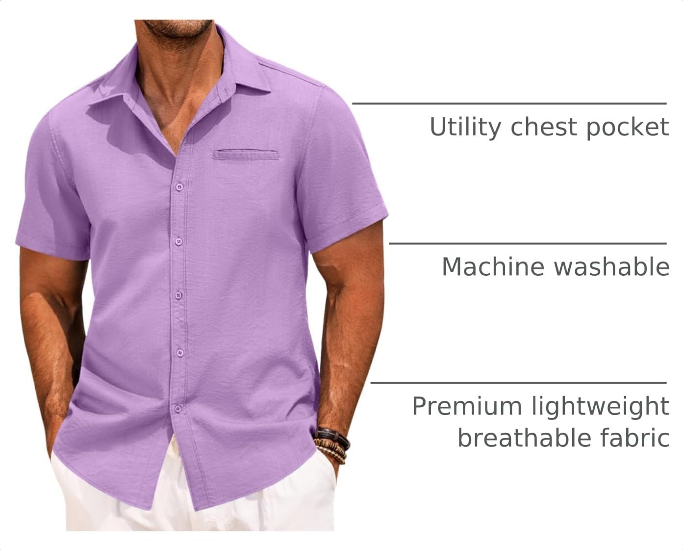 image:imageCOOFANDY Mens Short Sleeve Casual Shirt Summer Button Down Shirt Travel Vacation Shirt