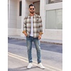 COOFANDY Mens 6.35 oz Flannel Shirts Long Sleeve Button Down Shirt Casual Shirts Work Shirts for Men(Beige Brown)