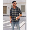 COOFANDY Mens 6.35 oz Flannel Shirts Long Sleeve Button Down Shirt Casual Shirts Work Shirts for Men(Dark Blue)