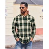 COOFANDY Mens 6.35 oz Flannel Shirts Long Sleeve Button Down Shirt Casual Shirts Work Shirts for Men(Green)