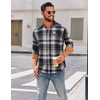 COOFANDY Mens 6.35 oz Flannel Shirts Long Sleeve Button Down Shirt Casual Shirts Work Shirts for Men(Midnight Water Plaid)