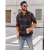 COOFANDY Mens 6.35 oz Flannel Shirts Long Sleeve Button Down Shirt Casual Shirts Work Shirts for Men(Navy and Brown)