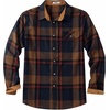 COOFANDY Mens 6.35 oz Flannel Shirts Long Sleeve Button Down Shirt Casual Shirts Work Shirts for Men(Navy and Brown)