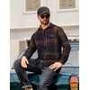 COOFANDY Mens 6.35 oz Flannel Shirts Long Sleeve Button Down Shirt Casual Shirts Work Shirts for Men(Navy and Brown)