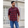 COOFANDY Mens 6.35 oz Flannel Shirts Long Sleeve Button Down Shirt Casual Shirts Work Shirts for Men(Red)