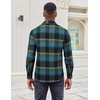 COOFANDY Mens 6.35 oz Flannel Shirts Long Sleeve Button Down Shirt Casual Shirts Work Shirts for Men(Royal Blue Black)