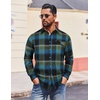 COOFANDY Mens 6.35 oz Flannel Shirts Long Sleeve Button Down Shirt Casual Shirts Work Shirts for Men(Royal Blue Black)