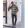 COOFANDY Mens 6.35 oz Flannel Shirts Long Sleeve Button Down Shirt Casual Shirts Work Shirts for Men(White/Black Plaid)