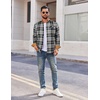 COOFANDY Mens 6.35 oz Flannel Shirts Long Sleeve Button Down Shirt Casual Shirts Work Shirts for Men(White/Black Plaid)