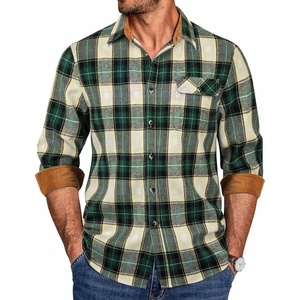 COOFANDY Mens 6.35 oz Flannel Shirts Long Sleeve Button Down Shirt Casual Shirts Work Shirts for Men(Green)