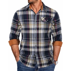 COOFANDY Mens 6.35 oz Flannel Shirts Long Sleeve Button Down Shirt Casual Shirts Work Shirts for Men(Midnight Water Plaid)