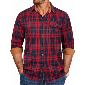 COOFANDY Mens 6.35 oz Flannel Shirts Long Sleeve Button Down Shirt Casual Shirts Work Shirts for Men(Red)
