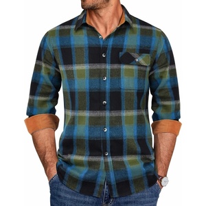 COOFANDY Mens 6.35 oz Flannel Shirts Long Sleeve Button Down Shirt Casual Shirts Work Shirts for Men(Royal Blue Black)