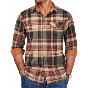 COOFANDY Mens 6.35 oz Flannel Shirts Long Sleeve Button Down Shirt Casual Shirts Work Shirts for Men(Wine Red)