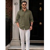 COOFANDY Men Casual Button Down Shirt Long Sleeve Untucked Denim Dress Shirt(Army Green)