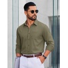 COOFANDY Men Casual Button Down Shirt Long Sleeve Untucked Denim Dress Shirt(Army Green)