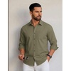 COOFANDY Men Casual Button Down Shirt Long Sleeve Untucked Denim Dress Shirt(Army Green)