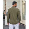 COOFANDY Men Casual Button Down Shirt Long Sleeve Untucked Denim Dress Shirt(Army Green)