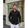 COOFANDY Men Casual Button Down Shirt Long Sleeve Untucked Denim Dress Shirt(Black)
