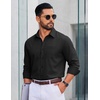 COOFANDY Men Casual Button Down Shirt Long Sleeve Untucked Denim Dress Shirt(Black)