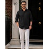 COOFANDY Men Casual Button Down Shirt Long Sleeve Untucked Denim Dress Shirt(Black)